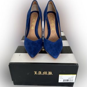 L.A.M.B. Zena Royal Blue Suede Pumps